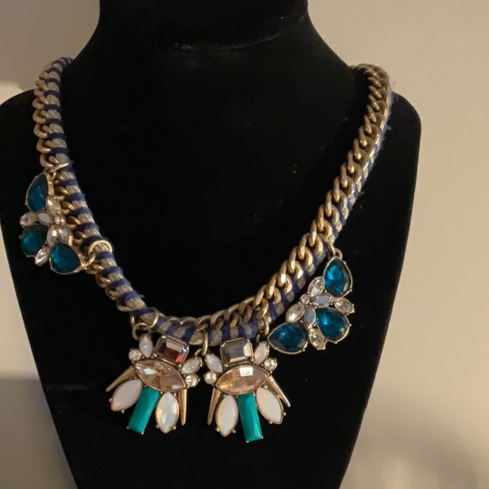 J. Crew Gold and Blue Statement Necklace
